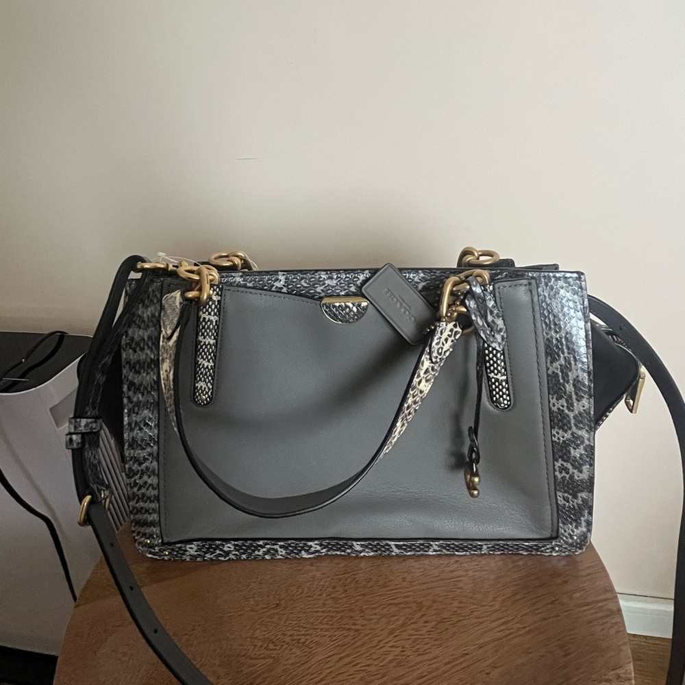 Gray and Black Designer Handbag